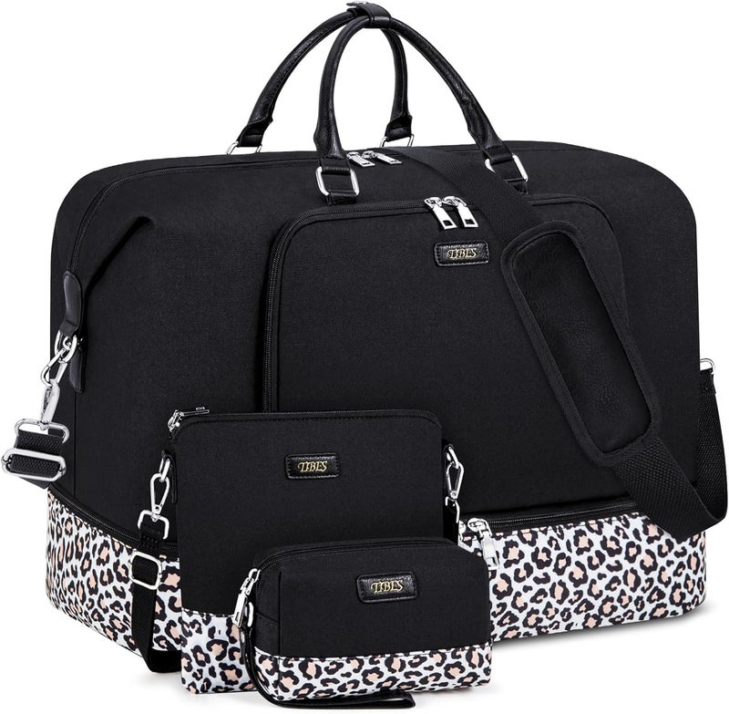 TIBES Travel Weekender Bag for Women, Overnight Bag with Shoe Compartment Oversized Travel Duffel Bag Carry On Tote 21" - Image 1